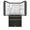 ZLINE Autograph 36-Inch Counter-Depth Fridge w/ Water Dispenser in Black Stainless Steel & Gold Helix Handles (RFMZ-W-36-BS-KG)