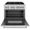 ZLINE 5-Piece Appliance Package - 36-Inch Dual Fuel Range, Hood, Refrigerator with Water Dispenser, Dishwasher, and Microwave Drawer in Stainless Steel