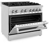 ZLINE 5-Piece Appliance Package - 36-Inch Dual Fuel Range, Hood, Refrigerator, Dishwasher, and Microwave Drawer in Stainless Steel