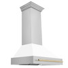 ZLINE Autograph Edition 3-Piece Appliance Package - 36-Inch Gas Range, Wall Mounted Range Hood, & 24-Inch Tall Tub Dishwasher in Stainless Steel and White Door with Gold Trim (3AKP-SGRWMRHDWM36-G)