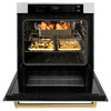 ZLINE Autograph Edition 2-Piece Appliance Package - 30-Inch Single Wall Oven with Self-Clean and 30-inch Built-In Microwave Oven in Stainless Steel with Gold Trim