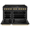 ZLINE Autograph 48-Inch 6.7 Cu. Ft. Paramount Dual Fuel Range with 8 Burner Gas Cooktop in Black Satin and Champagne Accents (SDRBSZ-48-CB)
