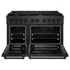 ZLINE 48-Inch 6.7 Cu. Ft. Paramount Double Oven Gas Range in Black Satin Stainless Steel with 8 Brass Burners (SGRBS-BR-48)