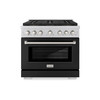 ZLINE 36-Inch 5.2 cu. ft. Paramount Dual Fuel Range with 6 Burner DuoPro™ Cooktop and Electric Convection Oven with Black Matte Door (PSDR-BLM-36)