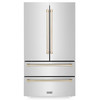ZLINE Autograph Edition 4-Piece Appliance Package - 48-Inch Gas Range, Refrigerator, Wall Mounted Range Hood, & 24-Inch Tall Tub Dishwasher in Stainless Steel with Gold Trim (4AKPR-SGRRHDWM48-G)