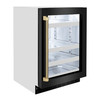 ZLINE Autograph Edition 24-Inch Touchstone 151 Can Beverage Fridge with Black Stainless Steel Glass Door and Champagne Bronze Helix Handle (RBSOZ-BS-24-KCB)