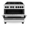 ZLINE Autograph Edition 2-Piece Appliance Package - 36-Inch Dual Fuel Range & Wall Mounted Range Hood in Stainless Steel with Matte Black Trim (2AKP-RARH36-MB)
