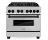 ZLINE Autograph Edition 2-Piece Appliance Package - 36-Inch Dual Fuel Range & Wall Mounted Range Hood in Stainless Steel with Matte Black Trim (2AKP-RARH36-MB)
