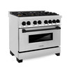 ZLINE Autograph Edition 2-Piece Appliance Package - 36-Inch Dual Fuel Range & Wall Mounted Range Hood in Stainless Steel with Matte Black Trim (2AKP-RARH36-MB)