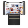 ZLINE 5-Piece Appliance Package - 36-Inch Dual Fuel Range, Hood, Refrigerator with Water Dispenser, Dishwasher, and Microwave Drawer in Black Stainless Steel with Gold Accents