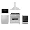 ZLINE Appliance Package - 36-Inch Dual Fuel Range, Range Hood, Microwave Drawer, Tall Tub Dishwasher and Beverage Fridge in Stainless Steel (5KP-RARH36-MWDWV-RBV)