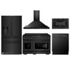 ZLINE 5-Piece Appliance Package - 48-Inch Gas Range, Refrigerator with Water Dispenser, Convertible Wall Mount Hood, Microwave Drawer, and 3-Rack Dishwasher in Black Stainless Steel (5KPRW-SGRBRH48-MWDWV)