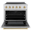 ZLINE Autograph Edition 36-Inch, 5.2 Cu. Ft. Paramount Induction Range with 5 Element Cooktop and Electric Convection Oven in Satin Stainless Steel with Polished Gold Accents (SINRSZ-36-G)