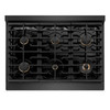 ZLINE Autograph 36-Inch 5.2 Cu. Ft. Gas Range with 6 Burner Cooktop and Convection Gas Oven in Black Satin and Gold Accents (SGRBSZ-36-G)