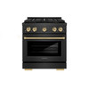 ZLINE Autograph 30-Inch 4.2 Cu. Ft. Dual Fuel Range with 4 Burner DuoPro Cooktop in Black Satin Stainless and Champagne Accents (PSDRBSZ-30-CB)