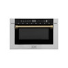 ZLINE 5-Piece Appliance Package - 48-Inch Dual Fuel Range, Hood, Refrigerator with Water Dispenser, Dishwasher, and Microwave Drawer in Stainless Steel with Champagne Bronze Accents