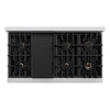 ZLINE 5-Piece Appliance Package - 48-Inch Dual Fuel Range, Hood, Refrigerator, Dishwasher, and Microwave Drawer in Stainless Steel with Matte Black Accents