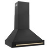 ZLINE Autograph Edition 2-Piece Appliance Package - 36-Inch Dual Fuel Range & Wall Mounted Range Hood in Black Stainless Steel with Gold Trim (2AKP-RABRH36-G)