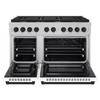 ZLINE Autograph Edition 2-Piece Appliance Package - 48-Inch Gas Range & Wall Mounted Range Hood in Satin Stainless Steel with White Matte Door and Matte Black Trim (2AKPR-SGRSWMRH48-MB)