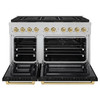 ZLINE Autograph Edition 48-Inch 6.7 cu. ft. Paramount Dual Fuel Range with 8 Burner DuoPro™ Cooktop and Dual Ovens in Satin Stainless Steel with Black Matte Doors and Champagne Bronze Accents (PSDRSZ-BLM48-CB)