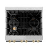 ZLINE Autograph Edition 2-Piece Appliance Package - 30-Inch Dual Fuel Range & Wall Mounted Range Hood in Stainless Steel with Gold Trim (2AKP-RARH30-G)