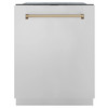 ZLINE Autograph Edition 3-Piece Appliance Package - 48-Inch Dual Fuel Range, Wall Mounted Range Hood, & 24-Inch Tall Tub Dishwasher in Stainless Steel with Champagne Bronze Trim (3AKP-RARHDWM48-CB)