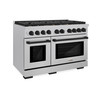 ZLINE Autograph Edition 2-Piece Appliance Package - 48-Inch Gas Range & Wall Mounted Range Hood in Satin Stainless Steel with Matte Black Trim (2AKPR-SGRSRH48-MB)