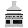 ZLINE Autograph Edition 2-Piece Appliance Package - 48-Inch Gas Range & Wall Mounted Range Hood in Satin Stainless Steel with Matte Black Trim (2AKPR-SGRSRH48-MB)