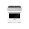 ZLINE 30-Inch 4.2 cu. ft. Paramount Gas Range with 4 Burner DuoPro™ Cooktop and Convection Gas Oven in Satin Stainless Steel with White Matte Door (PSGRS-WM-30)