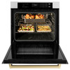ZLINE Autograph Edition 2-Piece Appliance Package - 30-Inch Single Wall Oven with Self-Clean and 30-inch Built-In Microwave Oven in Satin Stainless Steel with Champagne Bronze Trim
