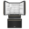 ZLINE Autograph Edition 4-Piece Appliance Package - 48-Inch Gas Range, Refrigerator with Water Dispenser, Wall Mounted Range Hood, & 24-Inch Tall Tub Dishwasher in Black Stainless Steel with Gold Trim (4KAPR-SGRBRHDWV48-G)