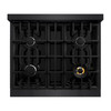 ZLINE 5-Piece Appliance Package - 30-Inch Dual Fuel Range, Hood, Refrigerator with Water Dispenser, Dishwasher, and Microwave Drawer in Black Stainless Steel