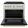 ZLINE Autograph Edition 36-Inch 5.2 cu. ft. Paramount Gas Range with 6 Burner DuoPro™ Cooktop and Convection Gas Oven with Black Matte Door and Champagne Bronze Accents (PSGRZ-BLM-36-CB)