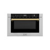 ZLINE 5-Piece Appliance Package - 36-Inch Dual Fuel Range, Hood, Refrigerator, Dishwasher, and Microwave Drawer in Stainless Steel with Gold Accents