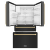 ZLINE 5-Piece Appliance Package - 30-Inch Dual Fuel Range, Hood, Refrigerator with Water Dispenser, Dishwasher, and Microwave Drawer in Black Stainless Steel with Champagne Bronze Accents