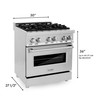 ZLINE Autograph Edition Package 30-Inch Dual Fuel Range and Wall Mount Hood in Stainless Steel with White Matte Door and Bronze Trim (2AKP-RAWMRH30-CB)