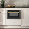 ZLINE 5-Piece Appliance Package - 30-Inch Gas Range, Hood, Refrigerator, Dishwasher, and Microwave Drawer in Black Stainless Steel with Gold Accents