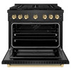 ZLINE Autograph 36-Inch 5.2 Cu. Ft. Paramount Dual Fuel Range with 6 Burner Gas Cooktop in Black Satin with Gold Accents (SDRBSZ-36-G)