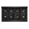 ZLINE Autograph Edition 48-Inch 6.7 cu. ft. Paramount Gas Range with 8 Burner DuoPro™ Cooktop and Dual Ovens in Black Stainless Steel and Polished Gold Accents (PSGRBZ-48-G)