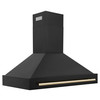 ZLINE Autograph Edition 2-Piece Appliance Package - 48-Inch Gas Range & Wall Mounted Range Hood in Black Stainless Steel with Gold Trim (2AKPR-SGRBRH48-G)