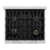 ZLINE 5-Piece Appliance Package - 30-Inch Dual Fuel Range, Hood, Refrigerator, Dishwasher, and Microwave Drawer in Stainless Steel with Matte Black Accents