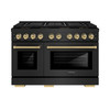 ZLINE Autograph Edition 48-Inch 6.7 cu. ft. Paramount Dual Fuel Range with 8 Burner DuoPro™ Cooktop and Dual Ovens in Black Stainless Steel and Champagne Bronze Accents (PSDRBZ-48-CB)