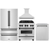 ZLINE Autograph Edition 4-Piece Appliance Package - 30-Inch Dual Fuel Range, Refrigerator, Wall Mounted Range Hood, & 24-Inch Tall Tub Dishwasher in Stainless Steel with Matte Black Trim (4KAPR-RARHDWM30-MB)