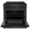 ZLINE 36-Inch 5.2 Cu. Ft. Paramount Dual Fuel Range with Gas Cooktop in Black Satin Stainless Steel with 6 Brass Burners (SDRBS-BR-36)