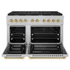 ZLINE 48-Inch Autograph Edition Kitchen Package with Satin Stainless Steel Gas Range, Wall Mount Range Hood and Dishwasher with Gold Accents (3AKPR-SGRSRHDWM48-G)