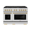 ZLINE Autograph 48-Inch Paramount Gas Range in Stainless Steel with Champagne Bronze Helix Handles (SGRZ-48-KCB)
