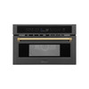 ZLINE Autograph Edition 2-Piece Appliance Package - 30-Inch Single Wall Oven with Self-Clean and 30-inch Built-In Microwave Oven in Black Stainless Steel with Gold Trim