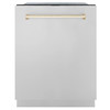 ZLINE Autograph Edition 3-Piece Appliance Package - 48-Inch Dual Fuel Range, Wall Mounted Range Hood, & 24-Inch Tall Tub Dishwasher in Stainless Steel with Gold Trim (3AKP-RARHDWM48-G)