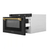 ZLINE Autograph 24-Inch Microwave Drawer in Black Stainless Steel and Polished Gold Helix Handle (MWDZ-1-BS-H-KG)