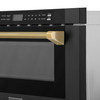 ZLINE Autograph 24-Inch Microwave Drawer in Black Stainless Steel and Polished Gold Helix Handle (MWDZ-1-BS-H-KG)